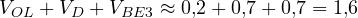 V_{OL} + V_D + V_{BE3} \approx 0{,}2 + 0{,}7 + 0{,}7 = 1{,}6