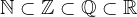 \mathbb{N} \subset \mathbb{Z} \subset \mathbb{Q} \subset \mathbb{R}