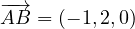 \overrightarrow{AB} = (-1, 2, 0)