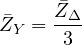 \[ \bar Z_Y = \frac{\bar Z_\Delta}{3} \]