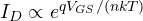 I_D \propto e^{qV_{GS}/(nkT)}