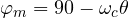 \varphi_m = 90&deg; - \omega_c\theta