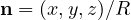 \mathbf n = (x, y, z)/R