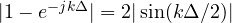 |1 - e^{-jk\Delta}| = 2|\sin(k\Delta/2)|