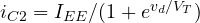 i_{C2} = I_{EE}/(1 + e^{v_d/V_T})