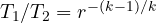 T_1/T_2 = r^{-(k-1)/k}