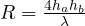 R = \frac{4h_ah_b}{\lambda}