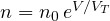 n = n_0\,e^{V/V_T}