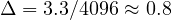 \Delta = 3.3/4096 \approx 0.8