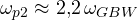 \omega_{p2} \approx 2{,}2\,\omega_{GBW}