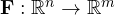 \mathbf F: \mathbb R^n\to\mathbb R^m