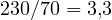 230/70 = 3{,}3
