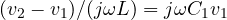 (v_2 - v_1)/(j\omega L) = j\omega C_1v_1