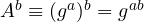A^b \equiv (g^a)^b = g^{ab}