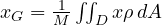 x_G = \frac1M\iint_D x\rho\,dA