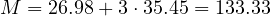 M = 26.98 + 3\cdot 35.45 = 133.33