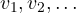 v_1, v_2, \dots