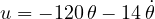u = -120\,\theta - 14\,\dot\theta