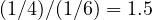(1/4)/(1/6) = 1.5