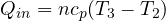 Q_{in} = nc_p(T_3 - T_2)