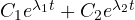 C_1 e^{\lambda_1 t} + C_2 e^{\lambda_2 t}
