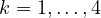 k = 1, \dots, 4