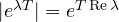 |e^{\lambda T}| = e^{T\,\mathrm{Re}\,\lambda}