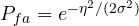 P_{fa} = e^{-\eta^2/(2\sigma^2)}