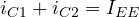 i_{C1} + i_{C2} = I_{EE}