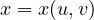 x = x(u, v)