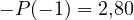 -P(-1) = 2{,}8 \gt  0