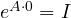 e^{A\cdot 0} = I