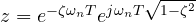 z = e^{-\zeta\omega_nT}e^{j\omega_nT\sqrt{1 - \zeta^2}}