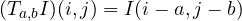 (T_{a,b}I)(i, j) = I(i - a, j - b)