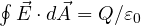 \oint\vec E\cdot d\vec A = Q/\varepsilon_0