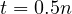 t = 0.5n