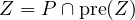 Z = P \cap \text{pre}(Z)