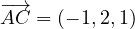 \overrightarrow{AC} = (-1, 2, 1)