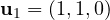\mathbf u_1 = (1, 1, 0)