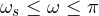 \omega_s \le \omega \le \pi
