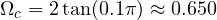 \Omega_c = 2\tan(0.1\pi) \approx 0.650