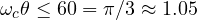 \omega_c\theta \le 60&deg; = \pi/3 \approx 1.05
