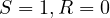 S = 1, R = 0