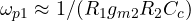 \omega_{p1} \approx 1/(R_1g_{m2}R_2C_c)