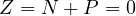 Z = N + P = 0