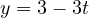 y = 3 - 3t