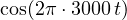 \cos(2\pi\cdot 3000\,t)