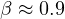 \beta \approx 0.9