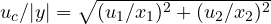 u_c/|y| = \sqrt{(u_1/x_1)^2 + (u_2/x_2)^2}