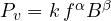P_v = k\,f^\alpha B^\beta